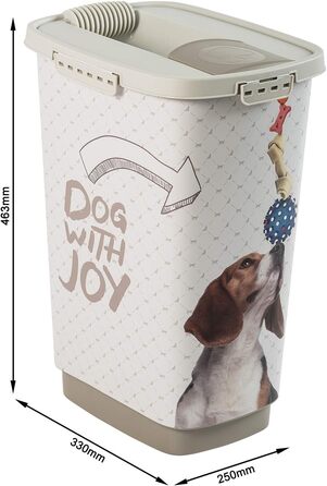 Контейнер для корму Rotho MyPet Cody для собак, 25л, з кришкою та дозатором, BPA-free, антрацит/білий