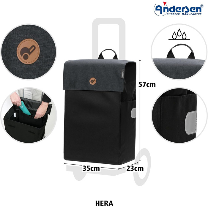 Сумка-візок для покупок ANDERSEN Scala Shopper Hera, чорна