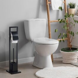 Набір для ванної кімнати TOMA: тримач туалетного паперу та щітка, чорний, з металу