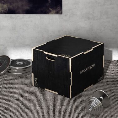 Спортивний бокс Sprungbox 3 в 1: Пліометрична платформа для дому та залу, з ручкою, чорний