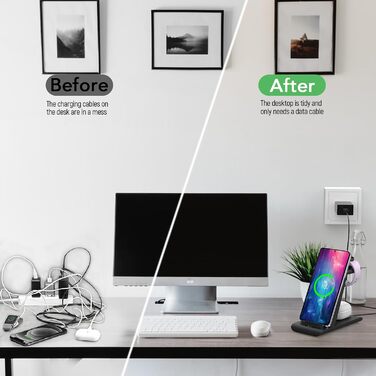 Бездротовий зарядний пристрій 3-в-1 SPGUARD для Samsung Galaxy Watch 8/Ultra/Classic, S25/S25+/S25 Edge/Z Flip 7/Z Fold 7 та Galaxy Buds 3 Pro/2 (Чорний)