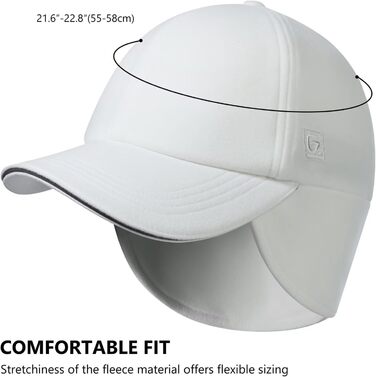 Шапка з флісу GADIEMKENSD для жінок з козирком та навушниками, відбиваюча зимова шапка (55-58, білий)