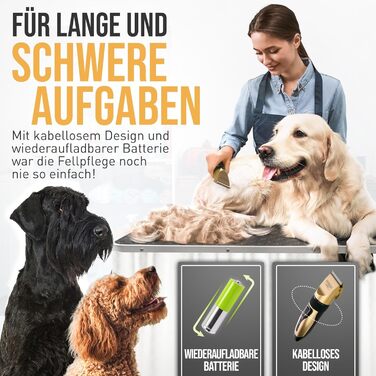 Набір для стрижки собак та котів: професійний триммер для густого хутра з низьким рівнем шуму, золотий