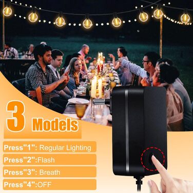 LED гірлянда для вулиці з димером - 30 метрів, G40 лампочки, таймер, IP44, вологостійка, для балкона, саду, вечірки, шлюбу, тераси (15м, 17+2 димери)