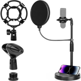 Підставка для мікрофона ChromLives для Razer Seiren X, з поп-фільтром, вітрозахистом та кабелетримачем, 5/8 адаптер для радіомовлення та запису