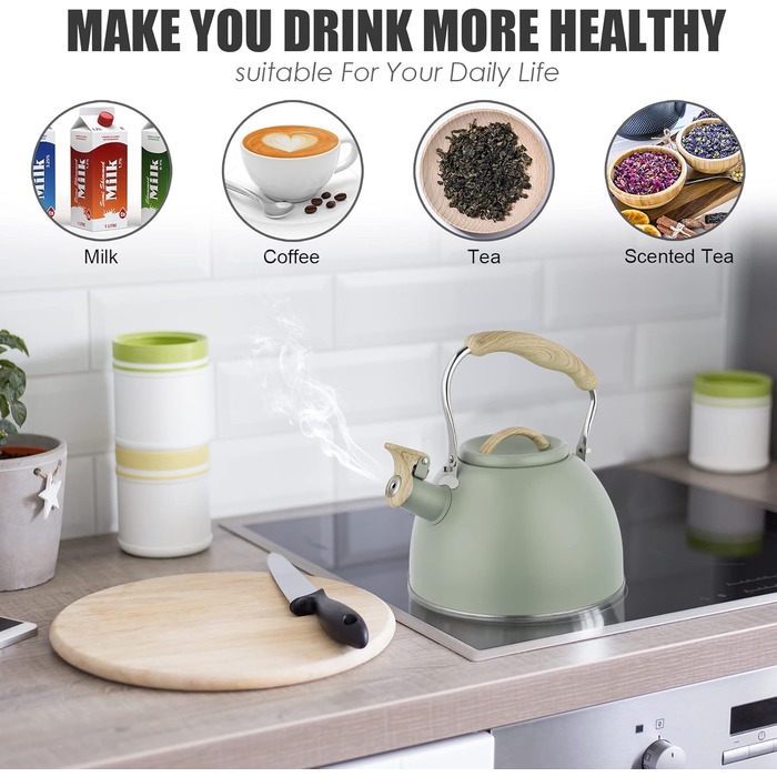 Свисток-чайник для індукційних плит, 3 л, нержавіюча сталь. Підходить для газових, індукційних та електричних плит