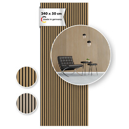 Акустична панель Momento з натурального дуба 240x50 см, 3D ламелі для шумоізоляції стін, колір Дуб Натуральний, чоркий філс, Made in Germany