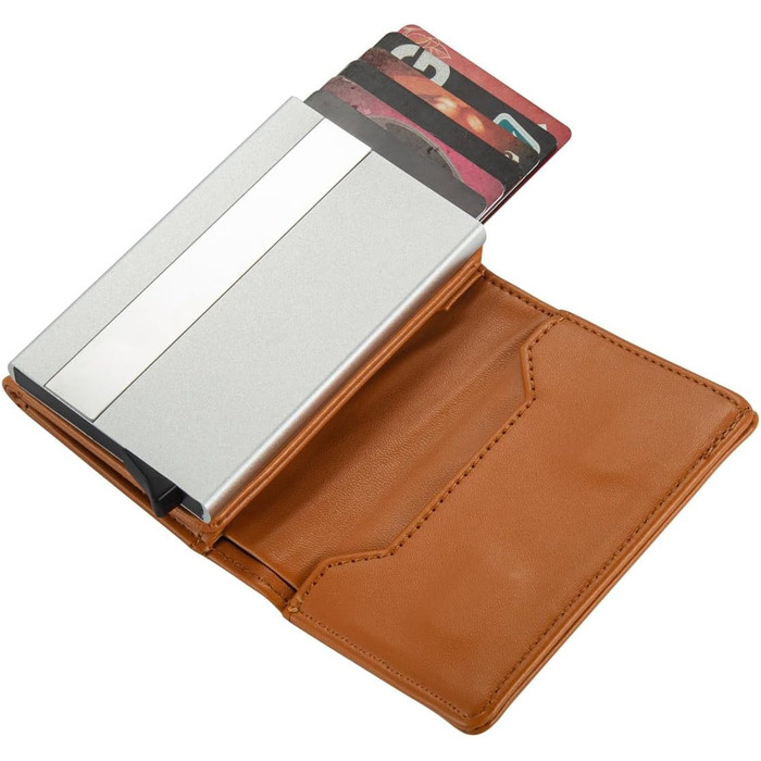 HAFEID Магнітний гаманець Slim з RFID захистом, монетницею та великим відділенням для купюр, картхолдер для кредитних карток, компактний портмоне для жінок і чоловіків, коричневий