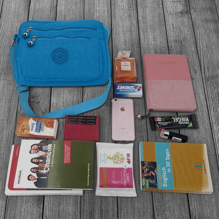 Сумка жіноча через плече ekavale Kleine Schultertasche синя нейлонова водонепроникна, легка крос-боді для дівчаток