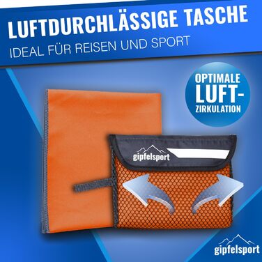 Набір мікрофібрових рушників Gipfelsport - для сауни, фітнесу, спорту та пляжу. Розміри: S (80x40 см), XS (50x30 см). Без сумки.
