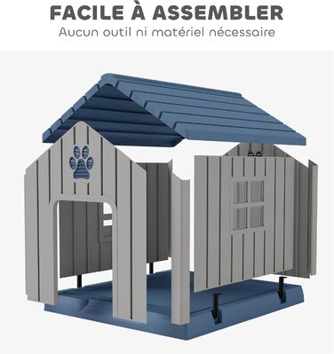 Будка для собак PawHut Outdoor з водонепроникного поліпропілену, вентильована, легка у збірці, сірого кольору