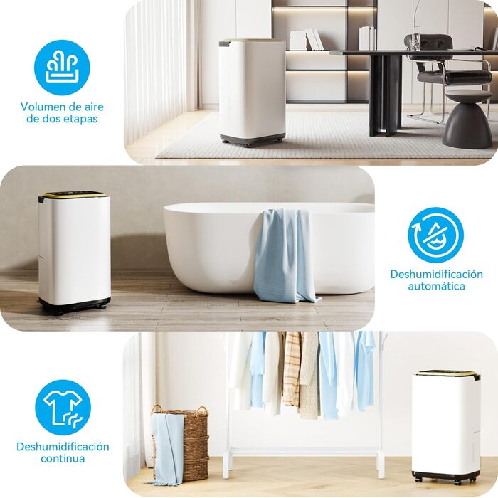 Електричний осушувач повітря JUMMICO 12л/день з датчиком вологості, 2.2л бак, LED-дисплей, шланг 1.5м, фільтр для дому, ванної кімнати