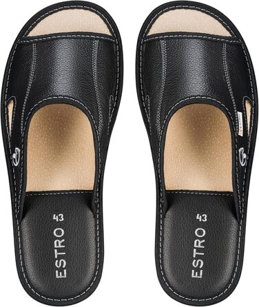 Чоловічі халати-домашні тапочки ESTRO, шкіряні, чорні, 44 EU