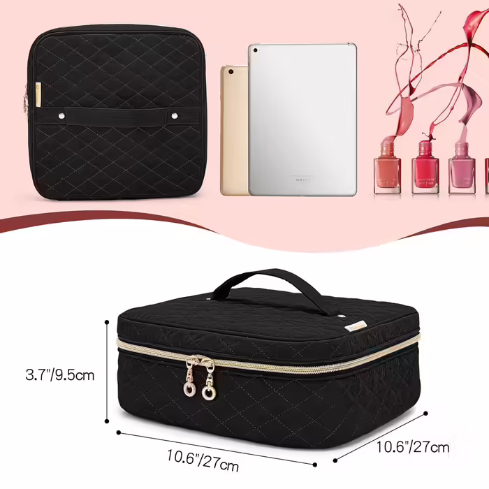 Yarwo Nail Polish Storage Bag for 36 Bottles (up to 15ml), Cosmetic Bag for Nail Polish Organizer, Nail Polish Bag for Transport and Storage, Black (PATENT PENDING)