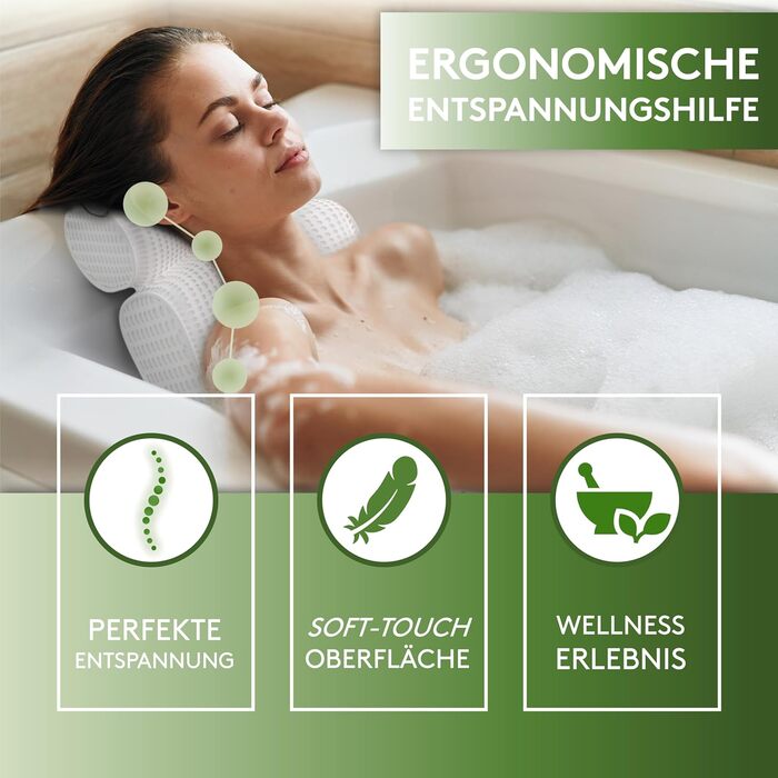 SilverRack Bathtub Pillow MEDIUM-SOFT [White 4D] - Neck Pillow for Bathtub with Suction Cups as Bathtub Accessory - Pillow for Bathtub - Bath Pillow with Ergonomic Fit