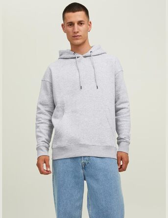 Чоловічий худі Jack & Jones однотонний з капюшоном, світло-сірий меланж, розмір XL