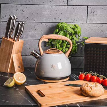 Електричний чайник Karl Hausmann 3L з автоматичним свистком, з нержавіючої сталі для Induktion, Gas та Electric плит