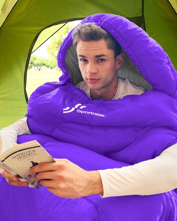 3-4 Season Sleeping Bag - Waterproof, Lightweight Sleeping Bag for Camping, Travel & Outdoor Activities - 220x84cm, 1.9KG (Violet)