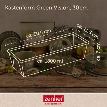 Форма для випікання Zenker Green Vision Ø 20 см з високим бортиком – сталева, зелена, антипригарна, прямокутна