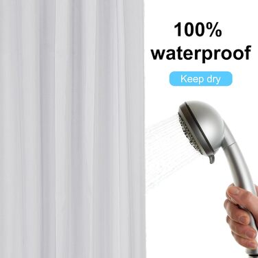 Шторка для душу DUFU, водонепроникна, миється | Швидковисихаюче поліестерне полотно з 12 гачками | Напівпрозора захисна шторка для ванни (180x200 см, Темно-сірий)