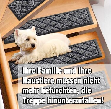 Гумові килимки на сходи зовнішні Aucuda, 6 шт., 76x22 см, сірі, антиковзкі, вологостійкі, теплоізоляційні для вулиці