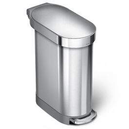 Вузький сенсорний сміттєвий відер simplehuman CW2044 на 45 л для кухні, система сортування відходів, нержавіюча сталь, сріблястий
