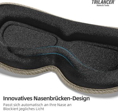 Маска для сну Trilancer з блокуванням світла 99.99%, 3D дизайн, для чоловіків та жінок, комфортна для бічних схилів, для сну, медитації, подорожей та дому (колір: коричневий)