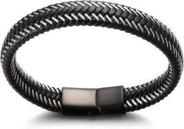 Чоловічий браслет Jazz Halukakah: шкіряний, ручної роботи, з магнітною застібкою, чорний та коричневий, регульований розмір 21.5-23 см, подарункова коробка