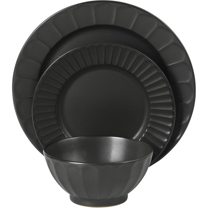 Сервіз столовий 16-частинний Gibson Elite Northrock Steingut для 4 осіб (12 предметів) - білий з ручним розписом, основа з теракоти