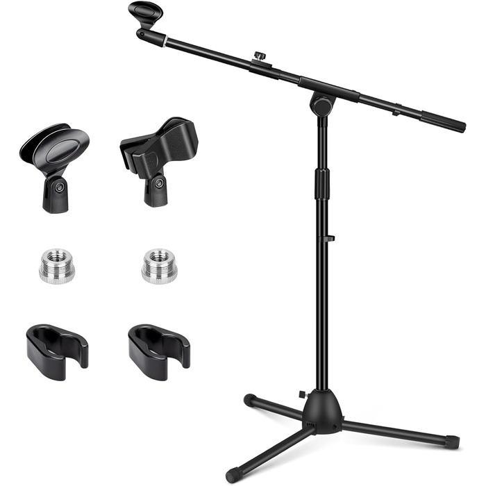 Підставка для мікрофона 2-в-1 Cahaya CY0311: підлого тип, 3 кліпси для кабелів, для вокалу, сцени, конференцій та презентацій