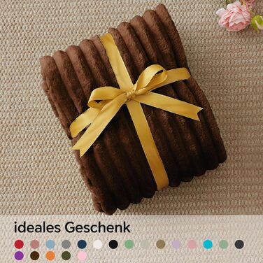 BEDELITE Плед з флісу, теплий плед, м'який фланелевий плед чорного кольору 125x150 для дивану, декору, смугастий, плед з флісу як накидка на диван для вітальні, Throw Blanket широкого використання (03 - Темно-коричневий, 150 x 200 см)