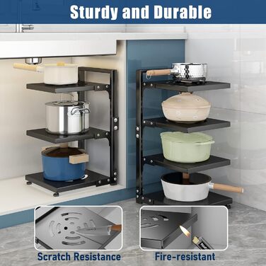 Pot Organizer, 7 tiers, adjustable, sturdy, for kitchen cabinets, versatile, for pots and pans