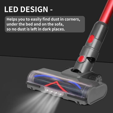 Насадка для пилососа Dyson V7 V8 V10 V11 V15 з LED-підсвічуванням та блокуванням витяжки, для твердих підлог та килимів