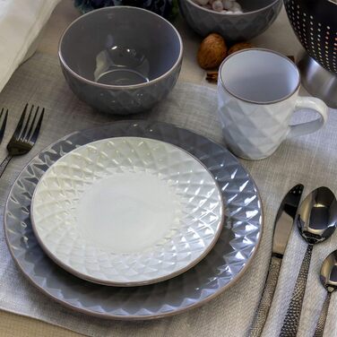 Набір посуду Elama Tahiti з каменю, 16 предметів, сірий та перламутровий