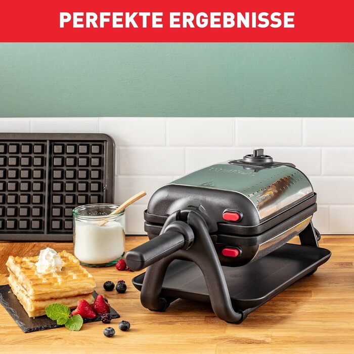 Tefal King Size Waffle Maker WM756D | Double waffle maker for 2 Belgian waffles | Rotating function | Non-stick coated plates | Thick waffles | Temperature control | Easy cleaning | 120W | 1L