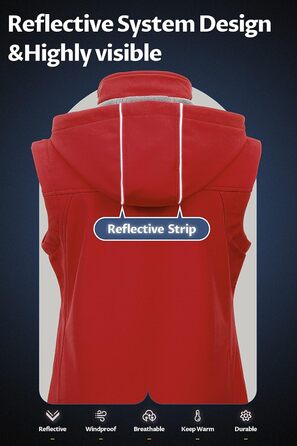 Жіноча софтшеллова жилетка CREATMO, вітрозахисна, з капюшоном (XS, Червоний)