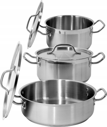 Низька каструля з кришкою, нержавіюча сталь 21/0, 24x11 см, 5 л YATO YG-00041