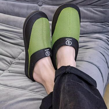 Чоловічі домашні капці з ефектом пам'яті Memory Foam, протиковзкі пантофлі для дому та вулиці, літні, колір зелений, розмір 48/49 EU