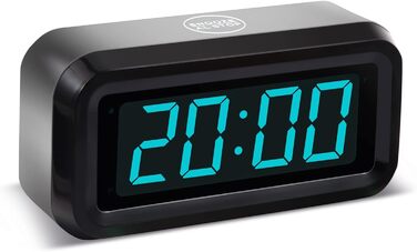 Цифровий будильник Timegyro з LED-дисплеєм, портативний для подорожей, настільний, 3 рівні яскравості, великий LED-дисплей 1.2' для спальні, вітальні, чорно-білий (чорно-синій)