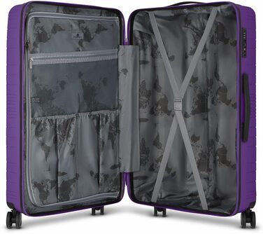 Набір валіз Franky Dallas 3.0 3 шт. | Тріумф, TSA-замок, 4 колеса, фіксуючий ручка | 36/60/92 л (фіолетовий, валіза L 75 см)