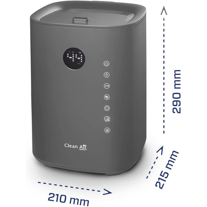 Зволожувач повітря з UVC-стерилізацією, іонізатором та ароматерапією Clean Air Optima CA-605 Smart Top Filling (Титан)