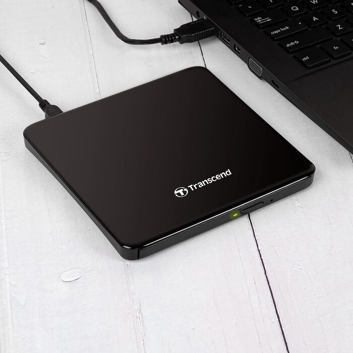 Зовнішній DVD-записувач Transcend Ultra-Slim USB 2.0, швидкість 8X, чорний