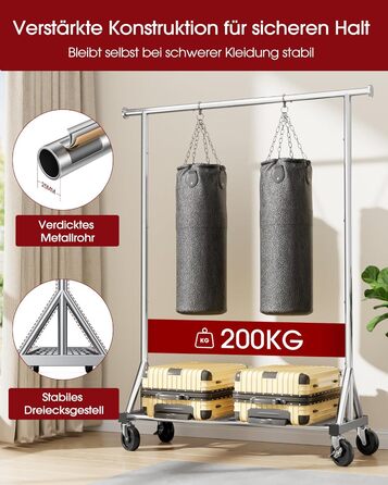 Стійка для одягу на колесах – міцна вішалка для одягу з металевої сітки, багатофункціональна стійка для гардеробу в спальню, пральню, магазин, 110 x 42 x 163.3 см, срібна