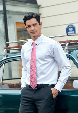 Краватка для чоловіків HISDERN на весілля з хустинкою, візерунок Paisley, формальна класична краватка та хустинка для чоловіків (N-Рожевий)