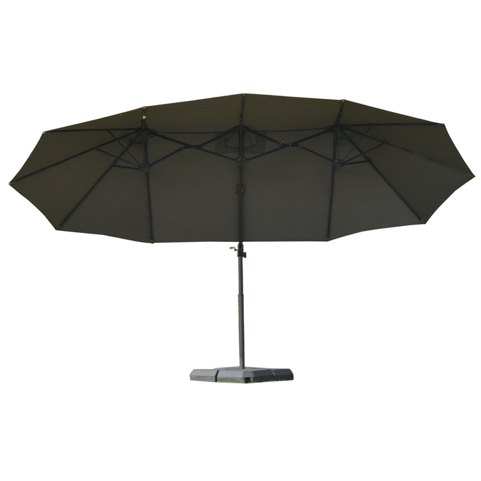 Outsunny Double Canopy Parasol with Crank, Adjustable Garden Umbrella, Sun Protection, Metal, Dark Gray, 440 x 270 x 250 cm | Aosom