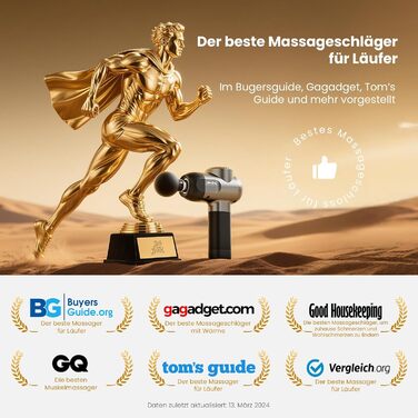 Bob & Brad C2 Deep Tissue Massage Gun - Muscle Massager with 5 Speed Settings & 5 Attachments for Home, Office, Workout, Recovery & Pain Relief - Black