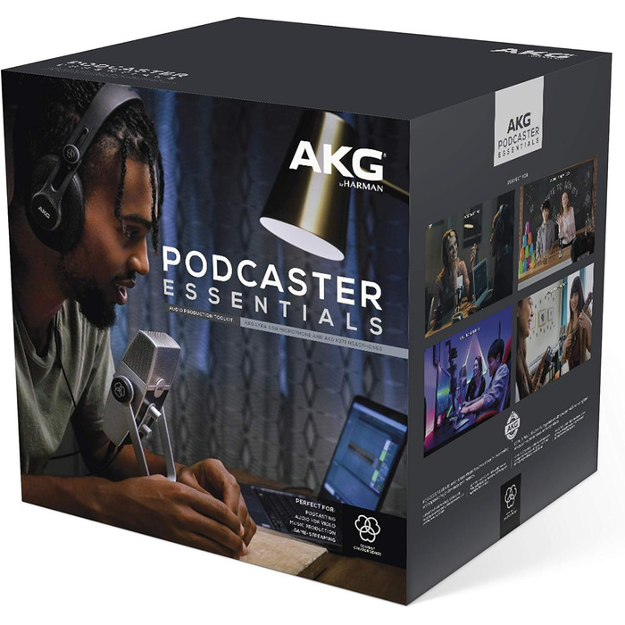 Мікрофон конденсаторний AKG Ara USB-C, для подкастів, відео, геймінгу та стрімінгу, синьо-срібний