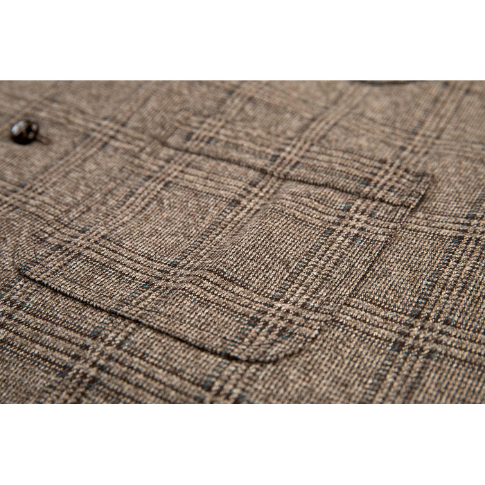 Оливковий костюм для чоловіків Olove-Uit: елегантний, в клітинку, з вовни та твіду, slim fit, для весілля (колір: коричневий, розмір: M)