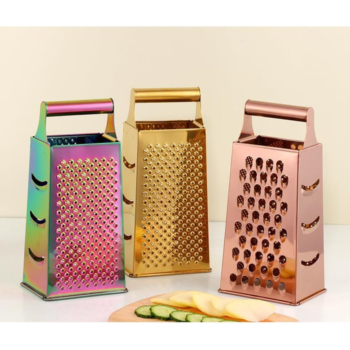 Нержавійна тертка YDware для овочів, квадратна, 23,7 см, рожеве золото