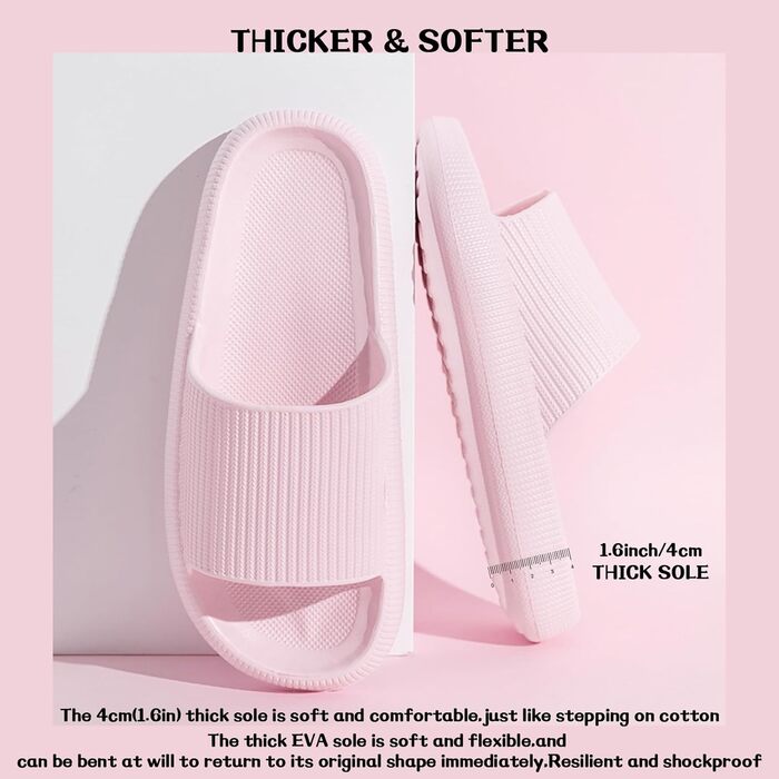 Шльпанці Cozislides для дому та басейну: м'які, нековзні, рожеві, 40/41 EU